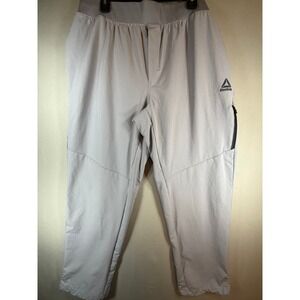 Reebok Mens Athletic Jogger Pants Light Grey XL Nylon Spandex Zipper Pocket